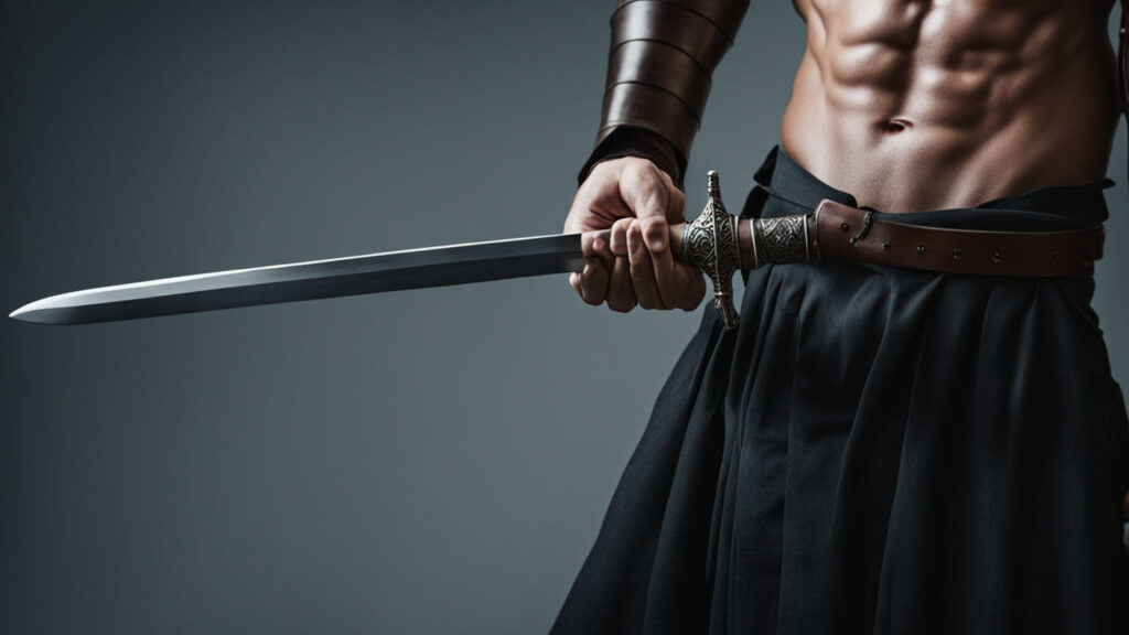 holding a sword